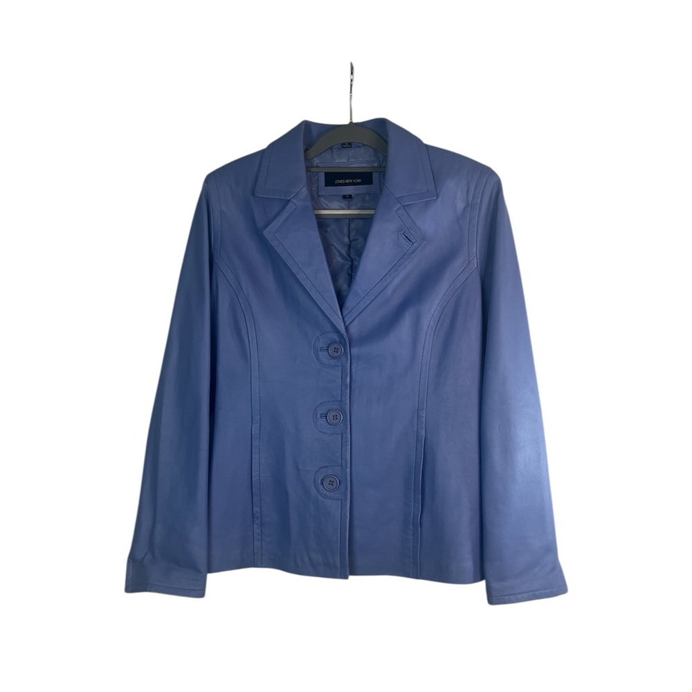 Jones New York Purple Genuine Leather Blazer Jacket Women’s L Lined pastel‎